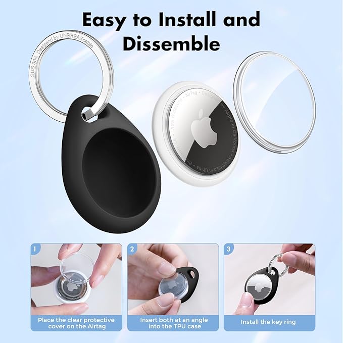UNBREAKcable Holder for Apple AirTag 4 Pack Protective Case Waterproof TPU Shell - Image 3