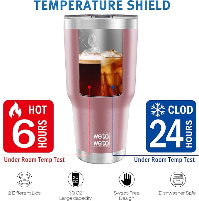 WETOWETO 30oz Tumbler, Stainless Steel Vacuum Insulated Water Coffee Tumbler Cup - Image 4