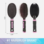 Conair Salon Results Hairbrush - Men and Women - Detangling Hair brush - ideal for curly or straight styles - features wire bristles and cushion Base - Pink/Black