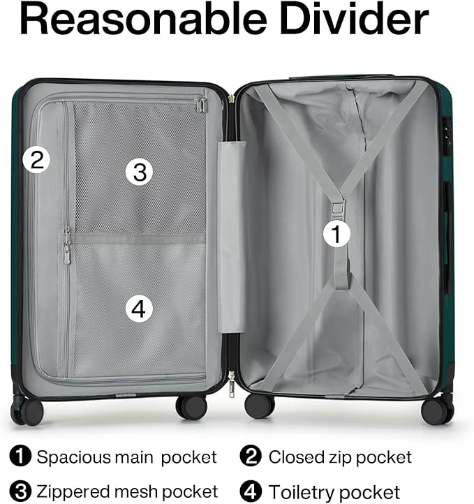 Hanke 20 Inch Carry On Luggage 22x14x9 Airline Approved Lightweight PC Hard - Image 5
