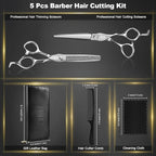CIICII Professional Hair Cutting Scissors Shears Kit, 440C 7 Inch Barber Haircut Scissors Set (Hair Beard Trimming Haircutting Thinning Shears) for Hairdressing Stylist Hairdresser Salon Home