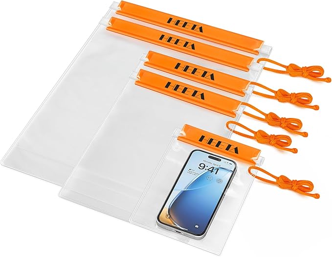 HEETA 5-Pack Clear Waterproof Dry Bag, Water Tight Cases Pouch Dry Bags by HEETA