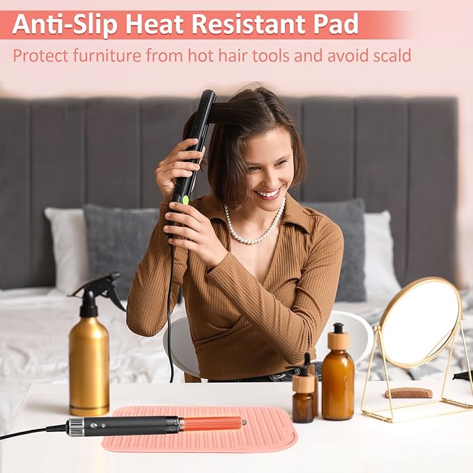 Quccefods 2 Pack Heat Resistant Mat Large Silicone Hot Hair Tools Holder for Curling Irons Flat Iron Hair Styling Tools Mat Portable Vanity Pad