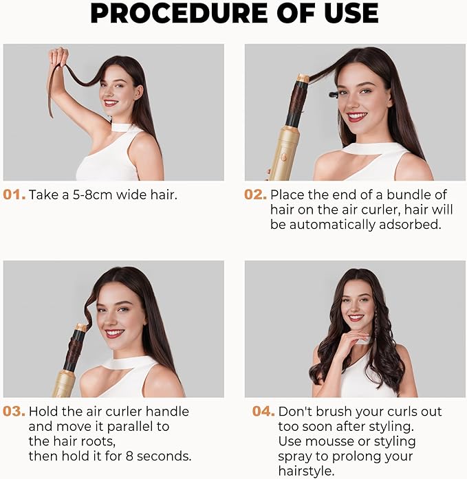 5 in 1 Blow Dryer Brush Set, Hot Air Styler Negative Ion Air Curling Air Curler, Round Brush Blow Dryer Curling Iron Hair Styling Tools Gift for Dry,Volumize, Straight,Curl,100-120V