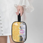 Personalized Clear Makeup Bag with Name, Best Friends Teen Women Mom Birthday Gift PVC Cosmetic Toiletry Travel Bag for Toiletries, Gold Color Bling Glittering