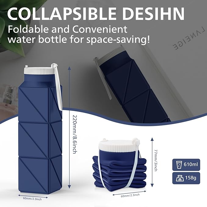2pcs 610ml Collapsible Water Bottles Upgrade Foldable Water Bottle BPA Free - Image 2