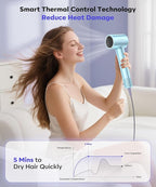 Cosy Companions High Speed Ionic Hair Dryer, 130000 RPM Fast Drying Blow Dryer with 300 Million Negative Ions, Lightweight with Heat Protection for Women & Men, Professional Salon Dryer, Blue