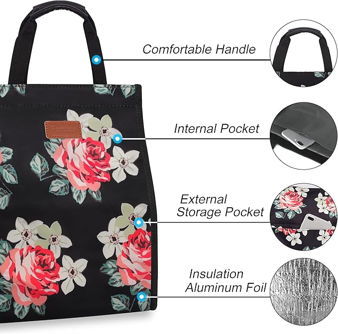 Lunch Bags for Women Insulated Reusable Lunch Tote - Image 3