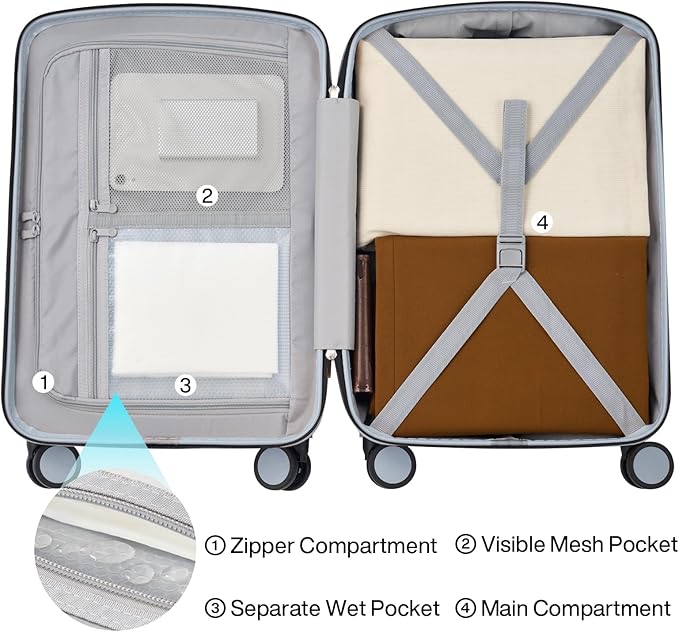 Hanke 24 Inch Luggage with Spinner Wheels Lightweight PC Hard Shell Suitcases - Image 6