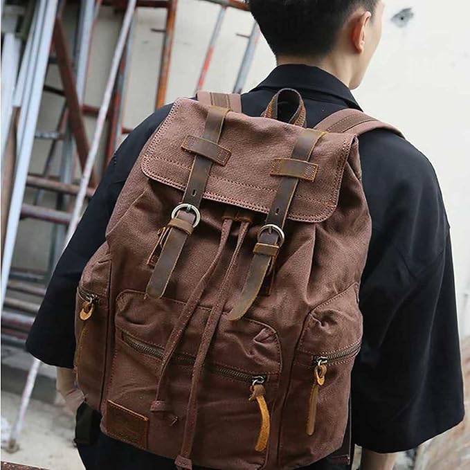 AUGUR High Capacity Canvas Vintage Backpack - Image 6