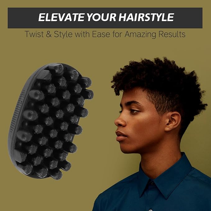 Rubber Curling Hair Brush: Twist King Sponge for Afro Hair, Washable Curl Sponge Styling Tool Durable Curling Comb For Men Women Boy Girl Long Short Hair Black (Small Tooth)