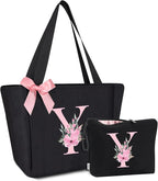 Vavabox Tote Bag, A-Z Initial Monogrammed Waterproof Tote Bag, Bridesmaid Gifts by Vavabox