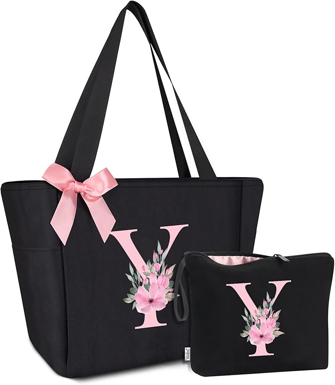 Vavabox Tote Bag, A-Z Initial Monogrammed Waterproof Tote Bag, Bridesmaid Gifts by Vavabox