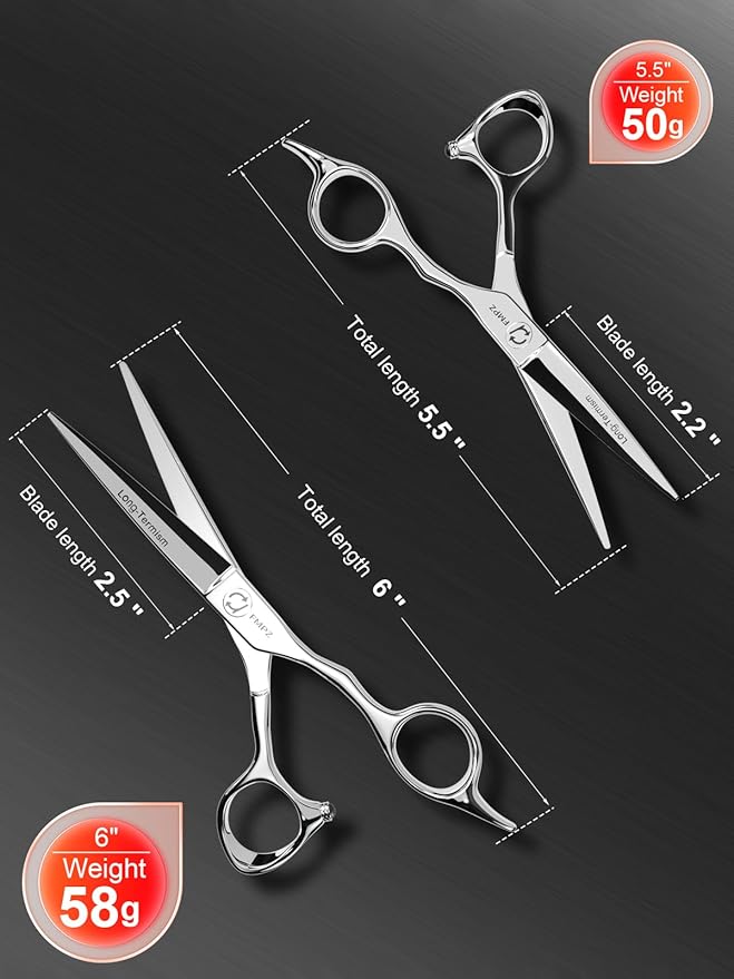 Hair Cutting Scissors Professional, 6" Barber Scissors, Hair Cutting Shears with 440C Steel - 60HRC Hardness Extremely Sharp with Ergonomic for Salon & Home - Classic Style