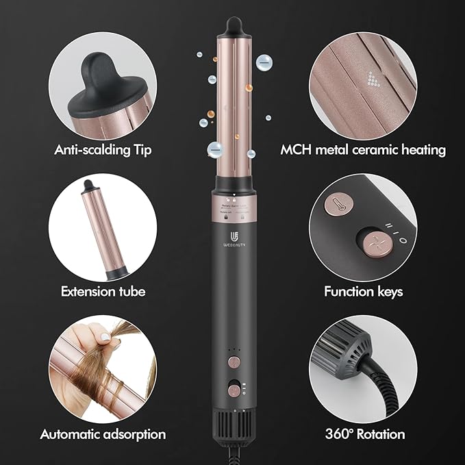 Hot Air Styler, Blow Dryer Brush with Negative Ionic, Auto Hair Wrap Curling Irons Airflow Hair Curlers, Multi Styler for Volumizing, Straight, Wavy, Curly Hair