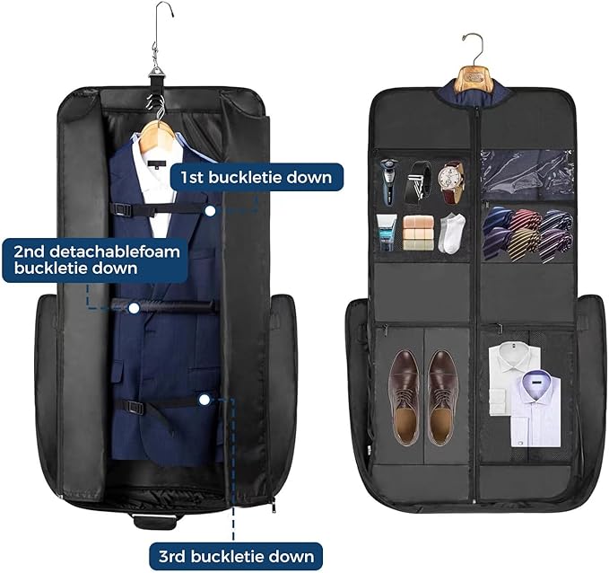 Noozion Garment Bag for Travel Large Carry On Suit Bag Hanging Travel Suit Bags - Image 2