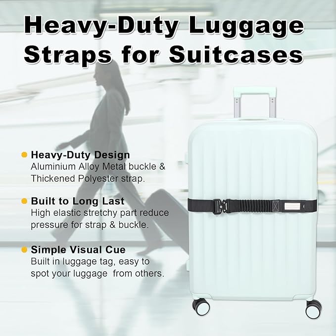 Vigorport Luggage Straps for Suitcases 2 Pack, Heavy Duty Metal Buckle Luggage - Image 7