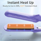 LOVANI Dual Voltage Travel Straightener, Tourmaline Ceramic Small Straightener for Short Hair and Bangs, Portable with Insulated Bag (Purple)