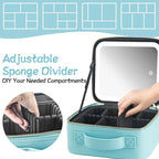 Makeup Travel Train Case with Mirror LED Light 3 Adjustable Brightness Large - Image 2