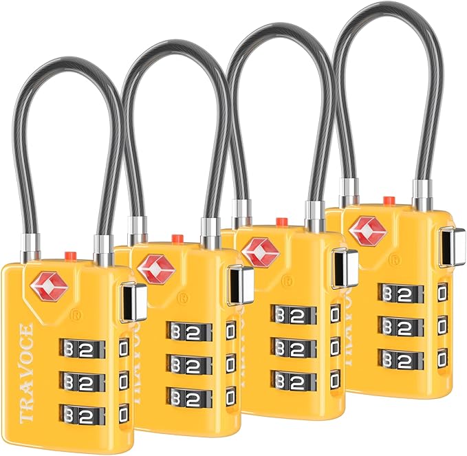 Search Alert TSA Approved Travel Combination Luggage Cable Locks by TRAVOCE