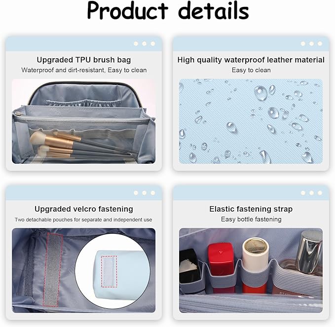 BOYATU Travel Makeup Bag Organizer Cosmetic Bag: 3 Pcs Set Make up Bags - Image 4