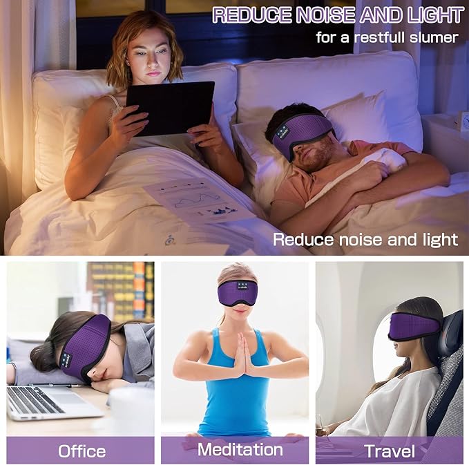 LC-dolida Sleep Headphones, Silk Sleep Mask Bluetooth Wireless Music Eye Mask - Image 6