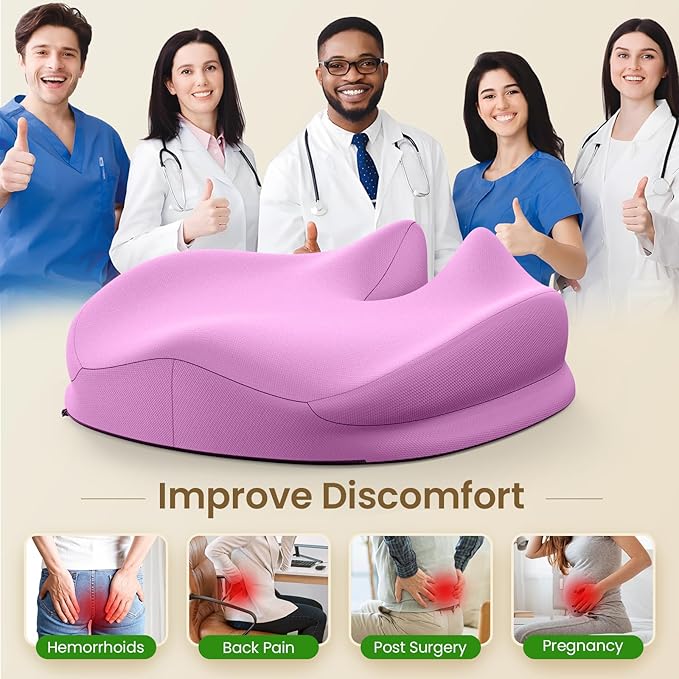 Benazcap Large Seat Cushion for Office Chair Memory Foam Coccyx Pain Relief - Image 4