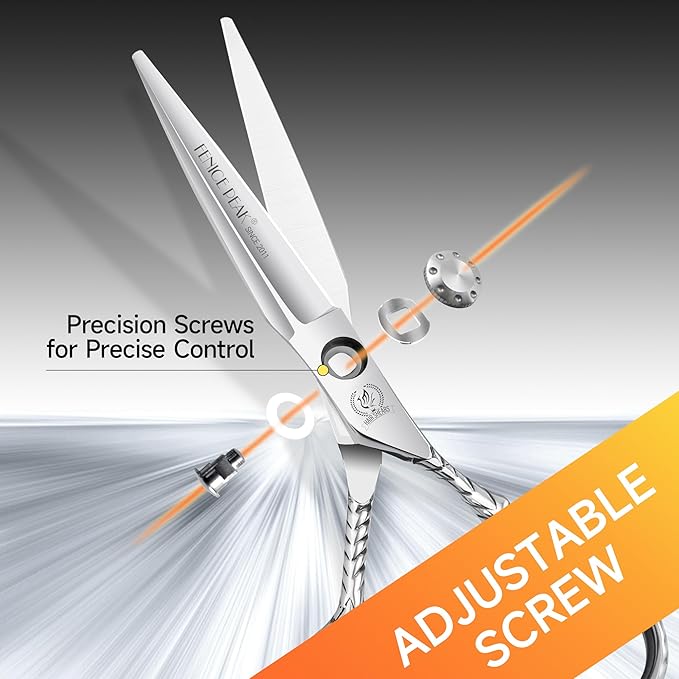 Fenice Peak Straight Hair Cutting Scissors 6.0'' Barber Haircut Shears with Sharp Razor Edge 440C Hair Scissors with Engraving Handle for Salon and Home User