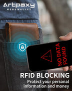 Mens Wallet Genuine Leather Bifold RFID Blocking Wallet - Image 4