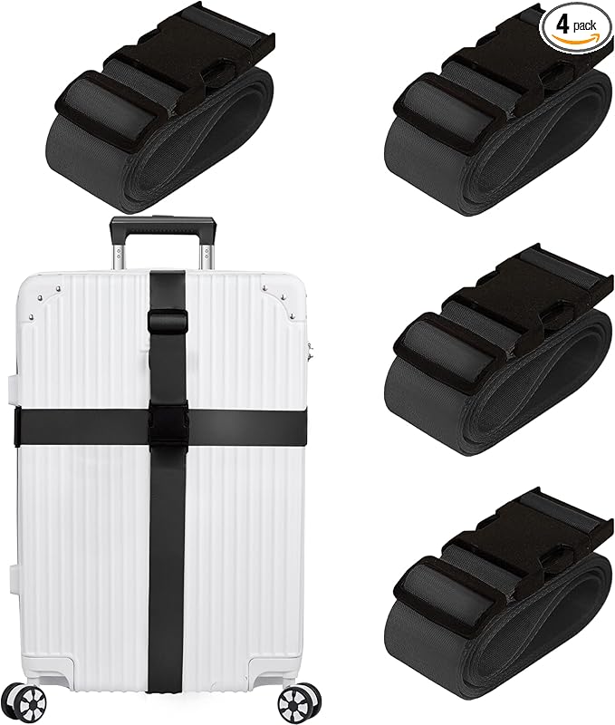 Luggage Straps for Suitcases TSA Approved Travel Belt 4 Pack by Chelmon by Chelmon