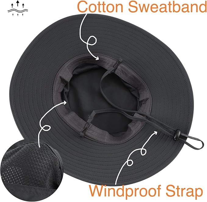 Home Prefer UPF50+ Mens Sun Hat Wide Brim Fishing Hat Sun Protection Beach - Image 4