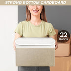 Large 22 Quart Linen Fabric Foldable Storage Bin Cube Organizer Basket - Image 6