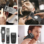 HIENA PRO Hair Clippers for Men Professional Cordless Hair Clippers Electric Beard Trimmer and Foil Shaver Set Home Hair Cutting Kit Type-C Rechargeable for Barber Clippers with LED Display