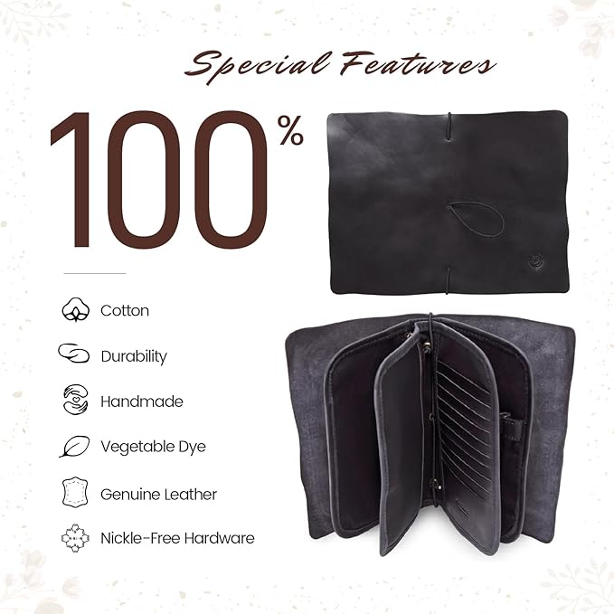 Genuine Leather Nomad Organizer Travel Wallet | Women's Wallet Clutch Passport - Image 5