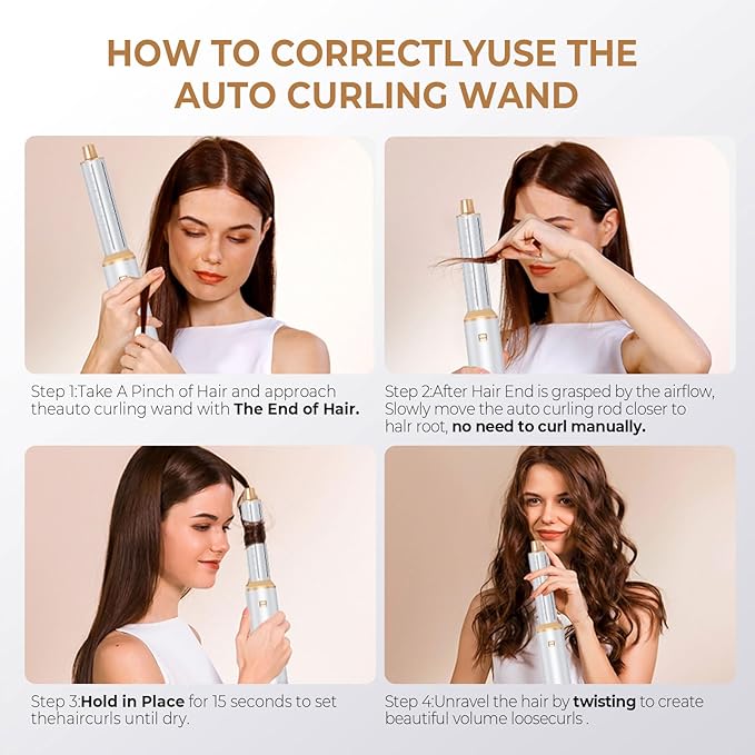 5 in 1 Blow Dryer Brush, Hair Dryer Brush Set Negative Ion Upgrade Hot Air Brush Air Styler Curling Wrap Air Curler, Curling Iron Hair Styling Tools As A Gift for Straight/Curl/Drying/Smoothing
