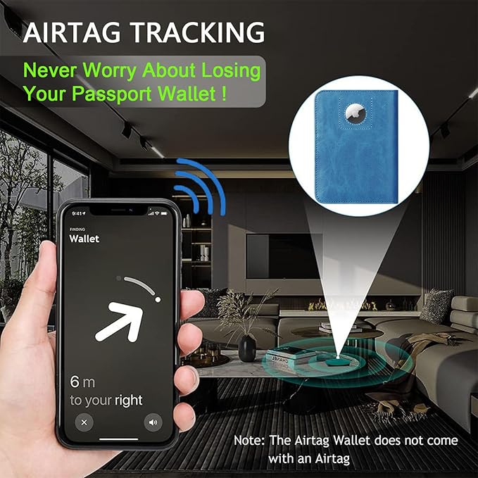 Airtag Passport Holder Cover Wallet Travel Essentials RFID Blocking Leather - Image 6