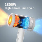 Hair Dryer with Diffuser for Curly Hair, 1800W Ionic Blow Dryer for Women & Men, Fast-Drying, Lightweight, Low Noise, Hair Care Styling Tool for Home, Travel