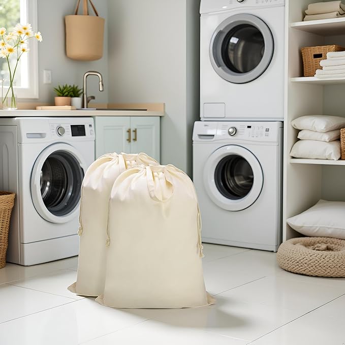 Canvas Laundry Bag with Handles & Drawstring Closure 27.5”x35", Thick Cotton - Image 8