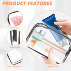 AURUZA 6 Pack Clear Toiletry Bag, Portable Travel Makeup Bags - Image 3