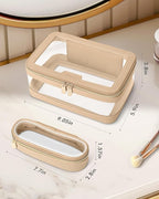 Travel Clear Makeup Bag with Makeup Brush Bag, Leather Makeup Case Toiletry Bag - Image 5