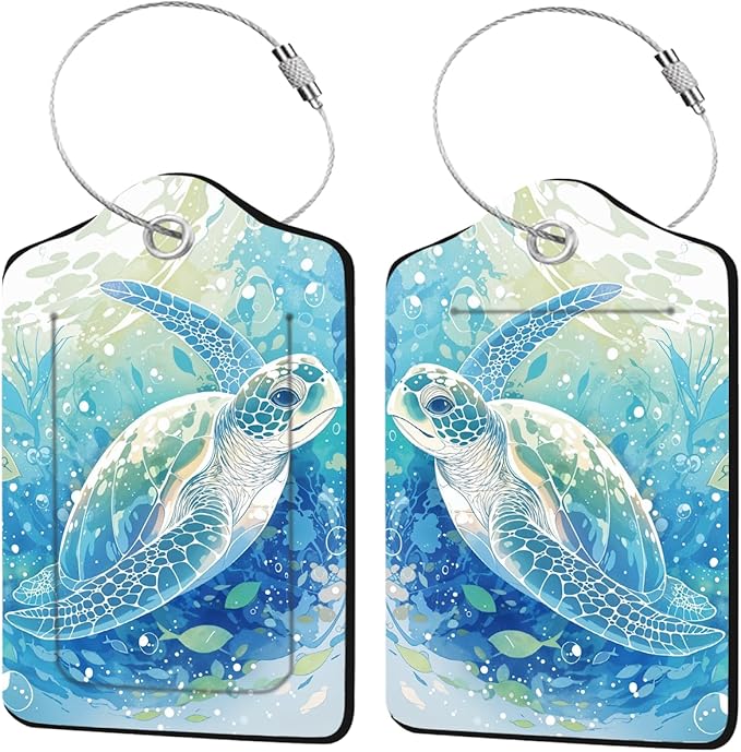 2 Pack Sea Turtle Luggage Tags, Leather Luggage Tags by Unknown