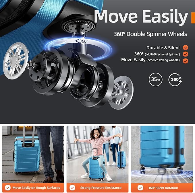 SHOWKOO Luggage Sets Expandable PC+ABS Durable Suitcase Sets Double Wheels TSA - Image 3