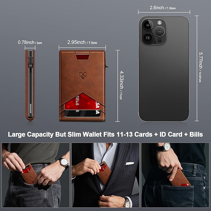 Wallet for Men Wallet with Slim Pop Up Card Holder for 12-14 Cards, RFID - Image 6