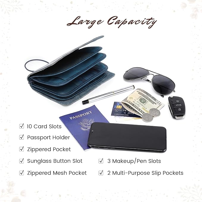 Genuine Leather Nomad Organizer Travel Wallet | Women's Wallet Clutch Passport - Image 3