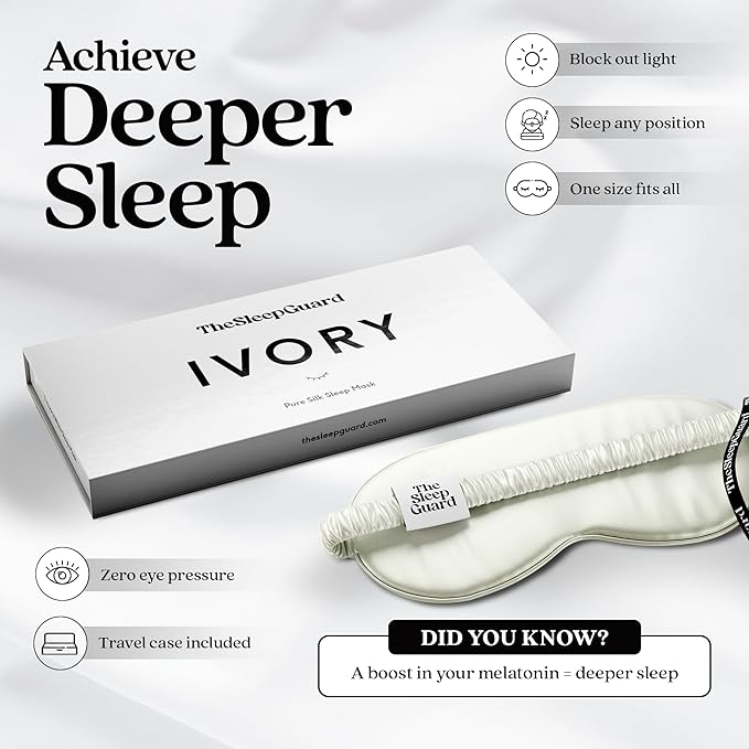 Pure Silk Sleep Mask Light Blocking Travel Essentials. Eye Masks - Image 3