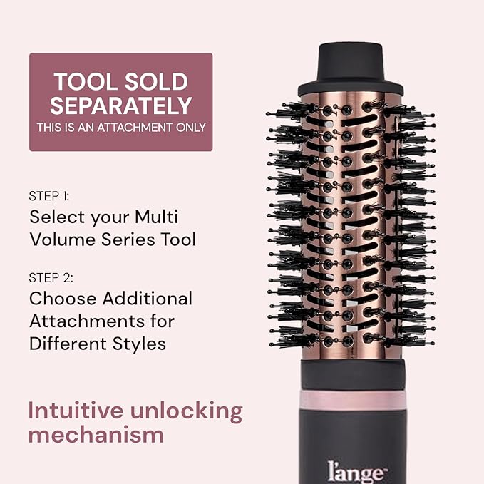 L'ANGE HAIR Multi-Volume Dryer Brush Attachment | Titanium Blow Dryer Brush Barrel for Volumizing & Styling | Tool Sold Separately | Attachment - Black - Round 43mm