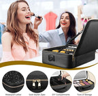 Large Travel Makeup Bag with LED Mirror, 3-Color Stepless Dimming Stand Mirror - Image 7