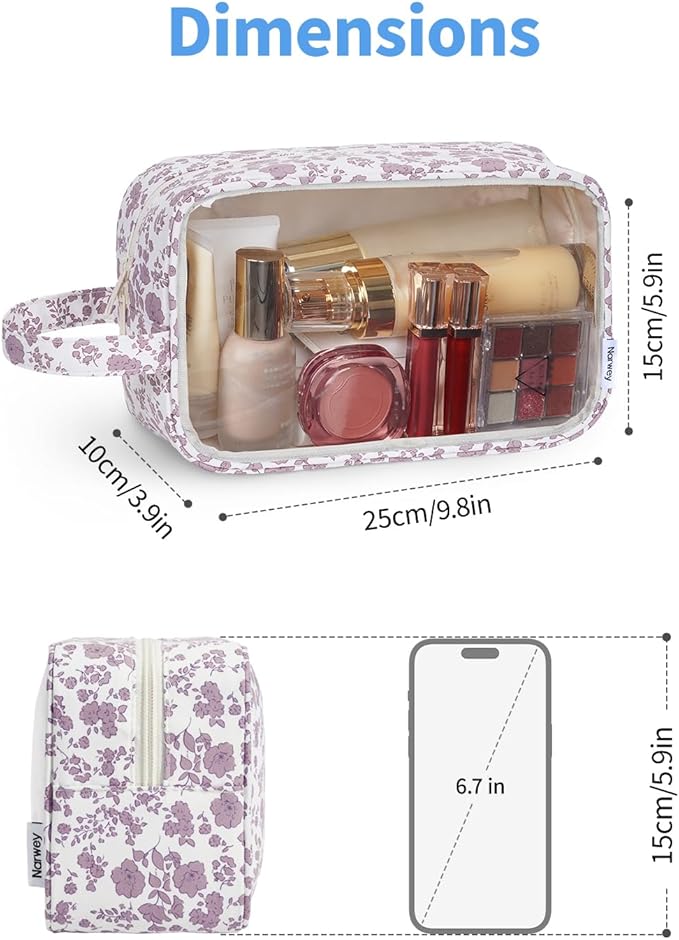 Narwey Clear Toiletry Bags for Traveling Women Men, Make Up Organizer, Skincare - Image 4