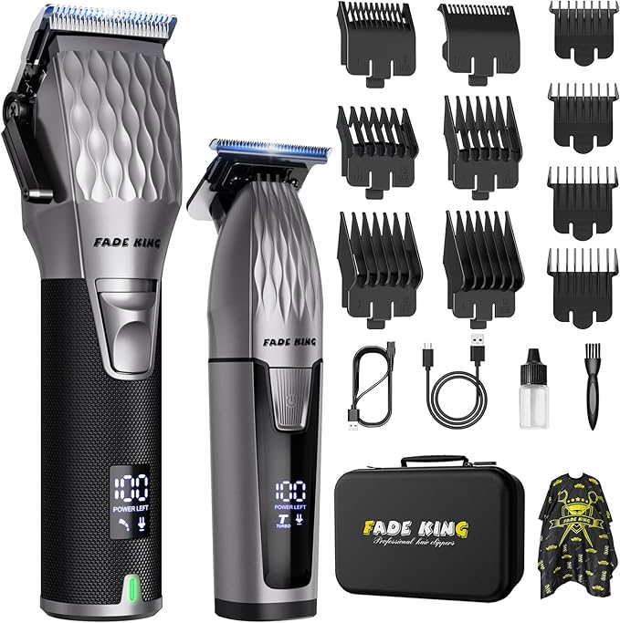 FADEKING® Cordless Hair Clippers and Beard Trimmer for Men, Professional Barber Kit for Hair Cutting and Beard Styling, Premium Grooming Gift for Men