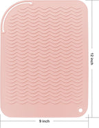 12" X 9" Large Heat Resistant Silicone Mat for Hair Styling Tools, Curling Iron Mat, Flat Iron Holder, Hair Straightener Pad, Makeup Mat, Hot Tools Mat for Travel Vanity Salon - Blush Pink